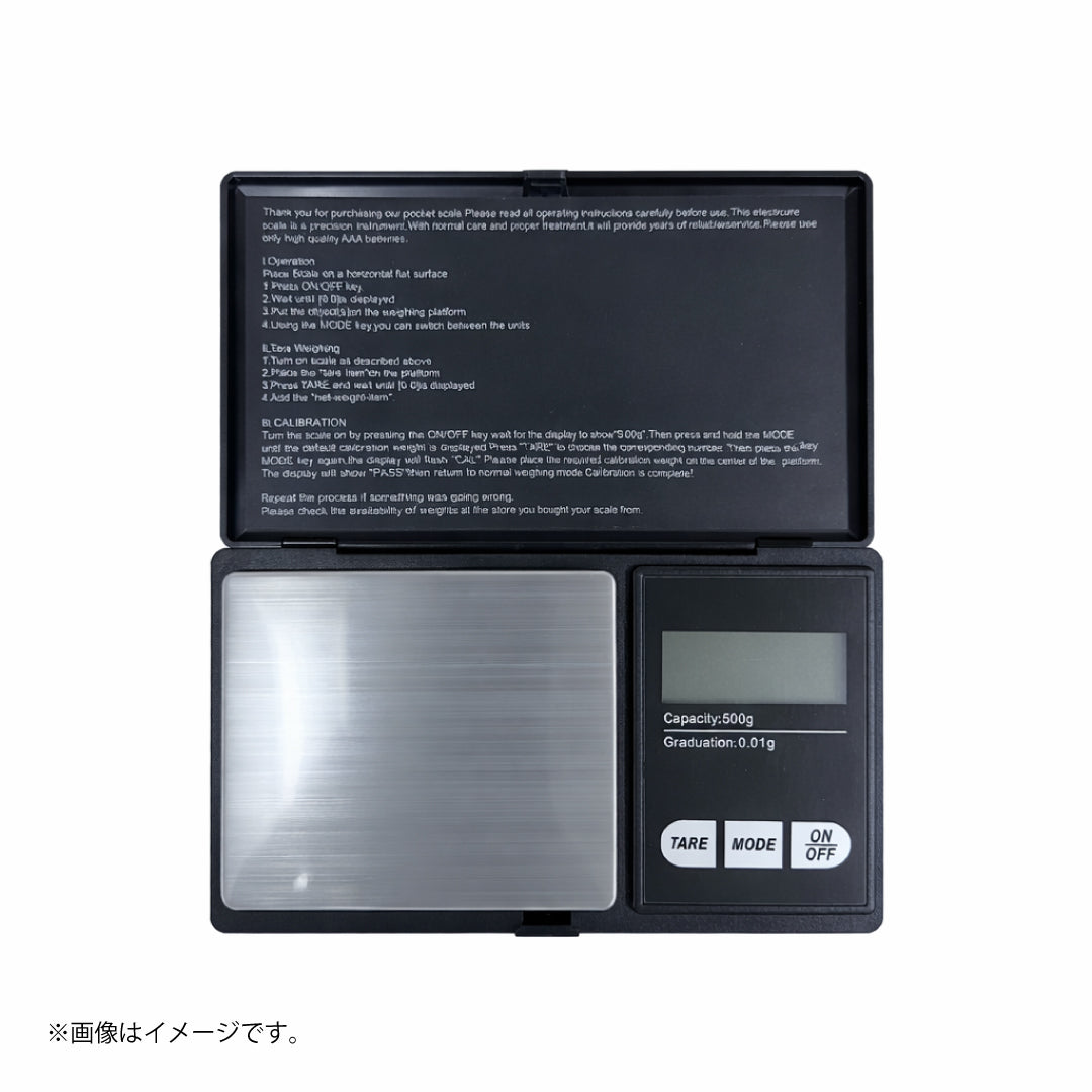 精密ポケットスケール 500g/0.01g|保護カバー付・TARE搭載・電池付き