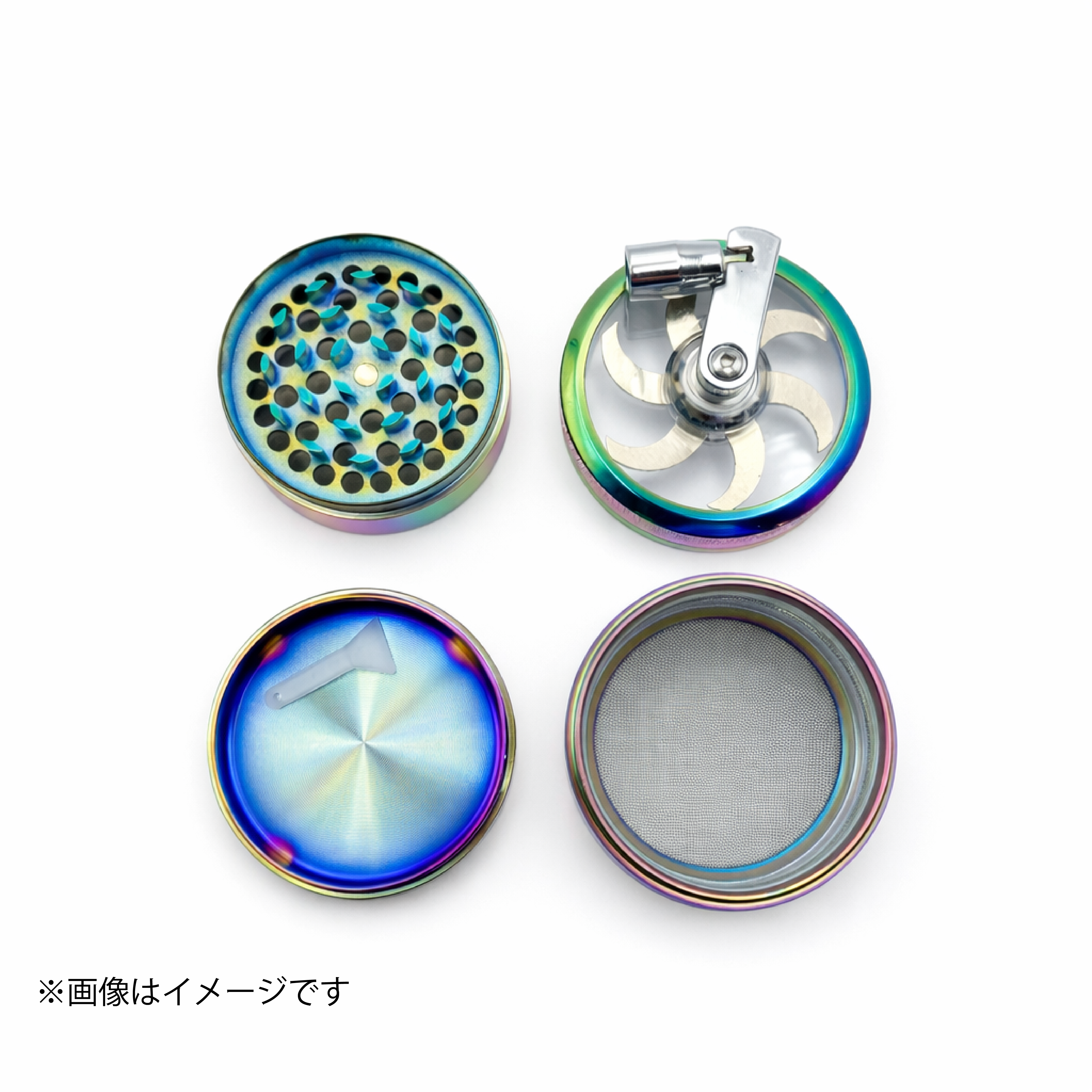 ハンドル式 4層メタルグラインダー【レインボー】手回しクランク
