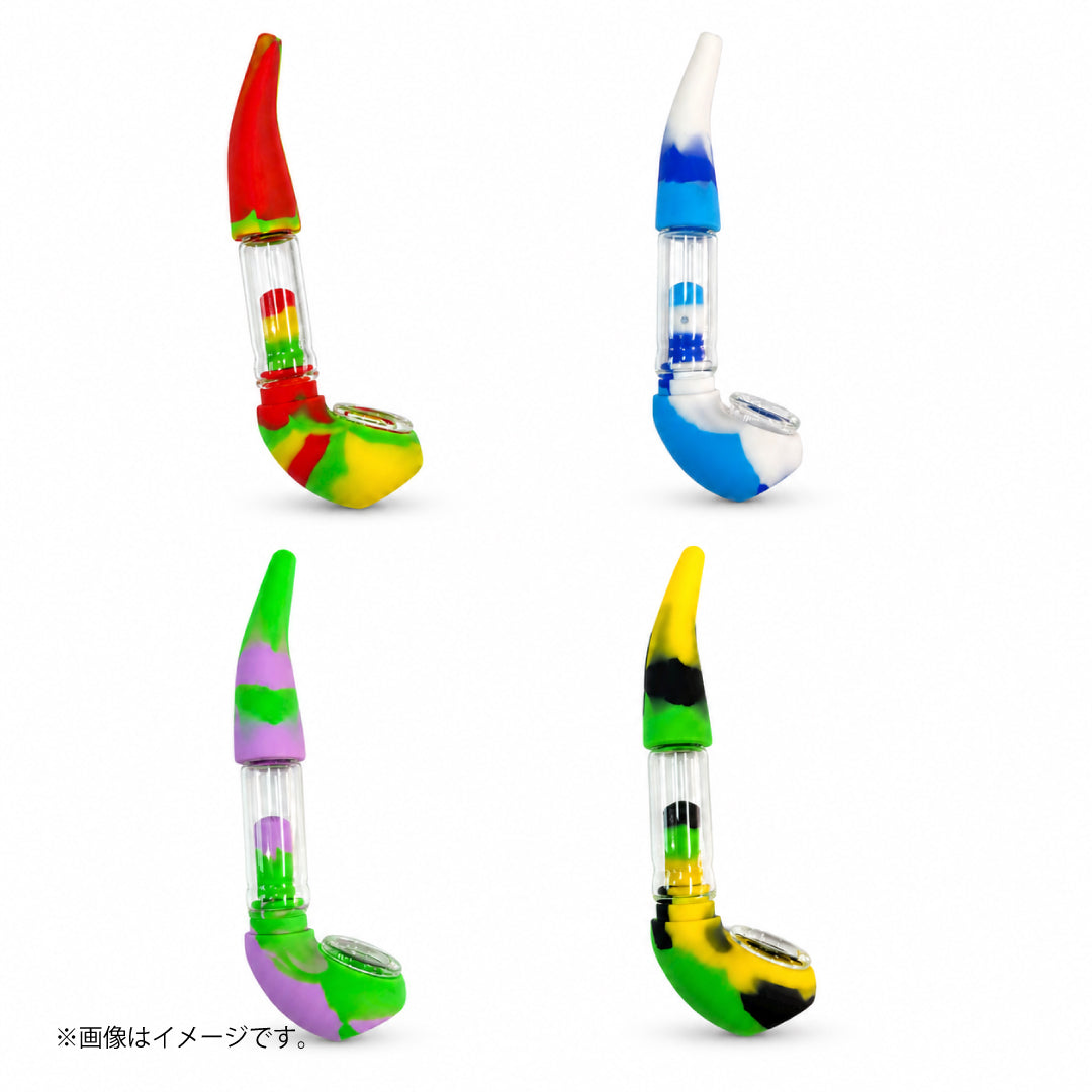 シャーロック型シリコンパイプ|ガラスチャンバー付き 分解式 全4色(GYD192)