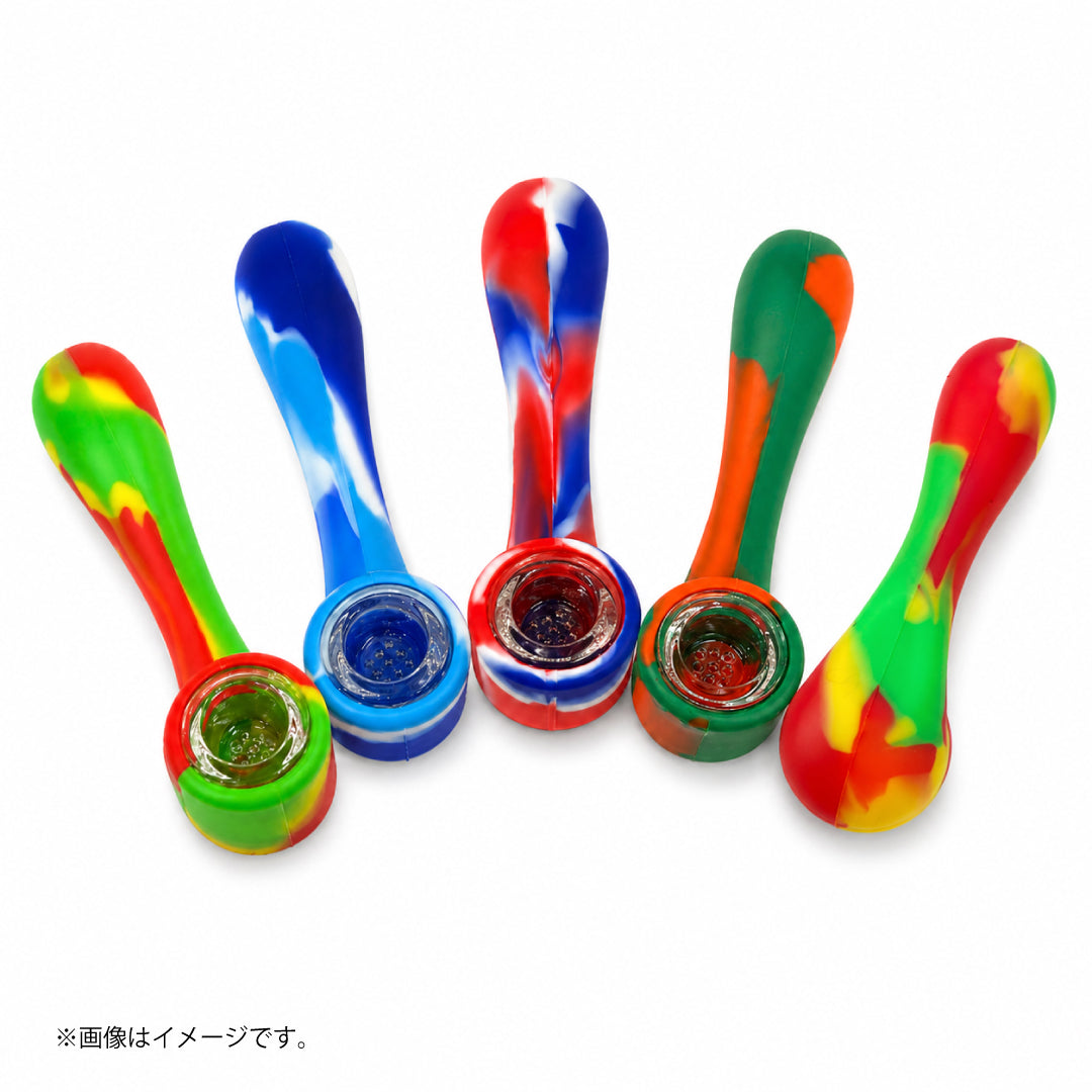ボウリングピン型シリコンパイプ|ガラススクリーン内蔵 スリムスプーン 全4色(GYD255)