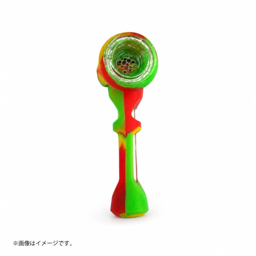 ロングステム シリコンパイプ|ガラススクリーン内蔵 スプーン型 全4色(GYD267)