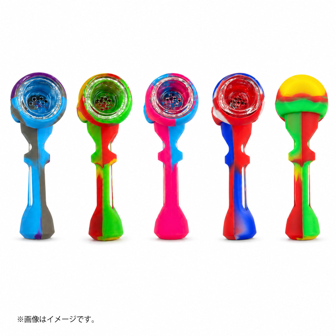 ロングステム シリコンパイプ|ガラススクリーン内蔵 スプーン型 全4色(GYD267)
