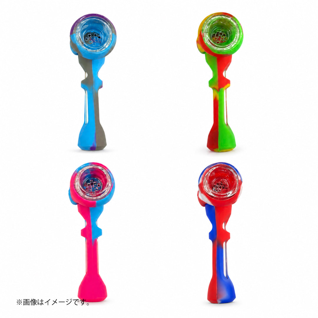 ロングステム シリコンパイプ|ガラススクリーン内蔵 スプーン型 全4色(GYD267)