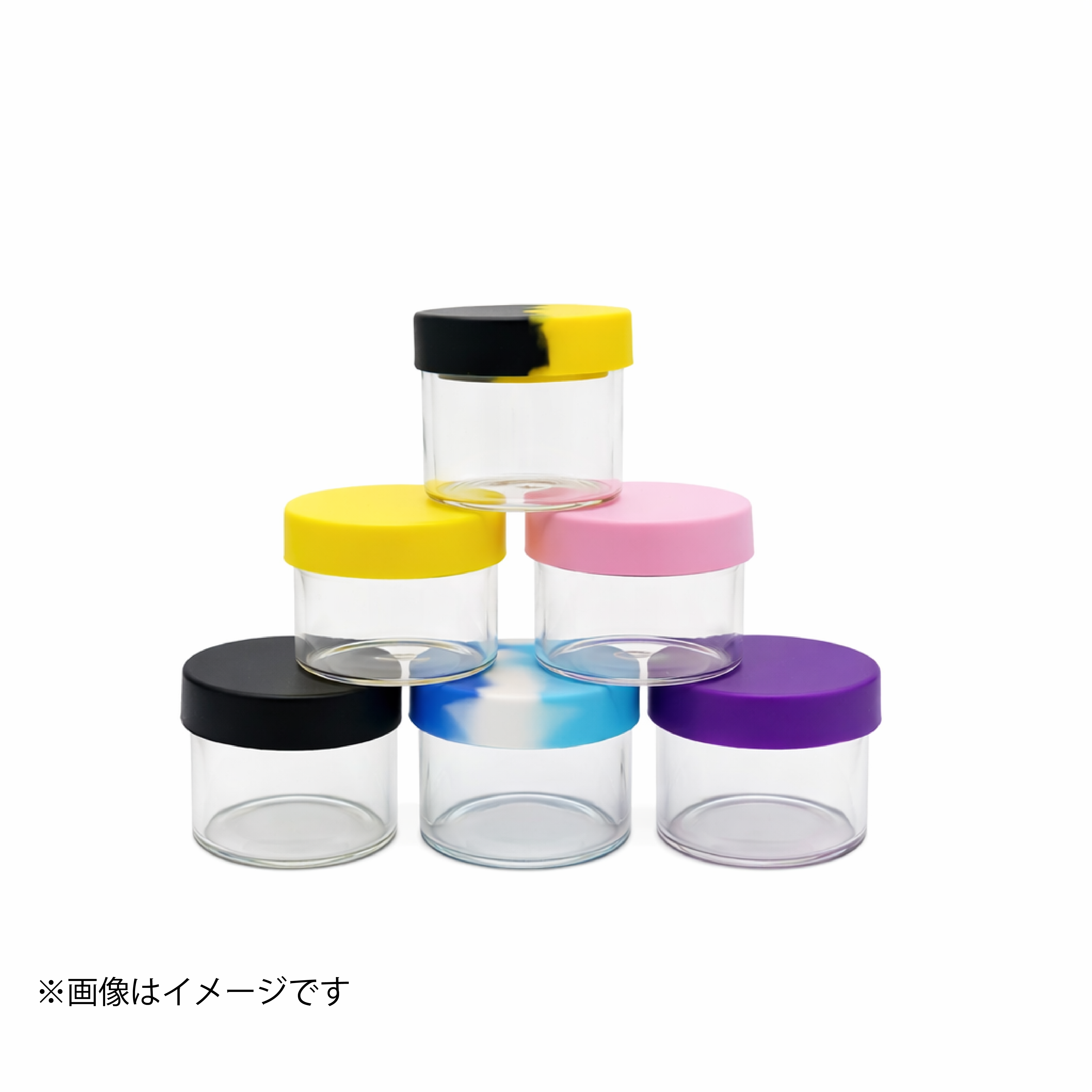 ガラスジャーシリコン蓋付き 5ml【CBDワックス・アイソレート保存容器】耐熱ガラス・ランダムカラー