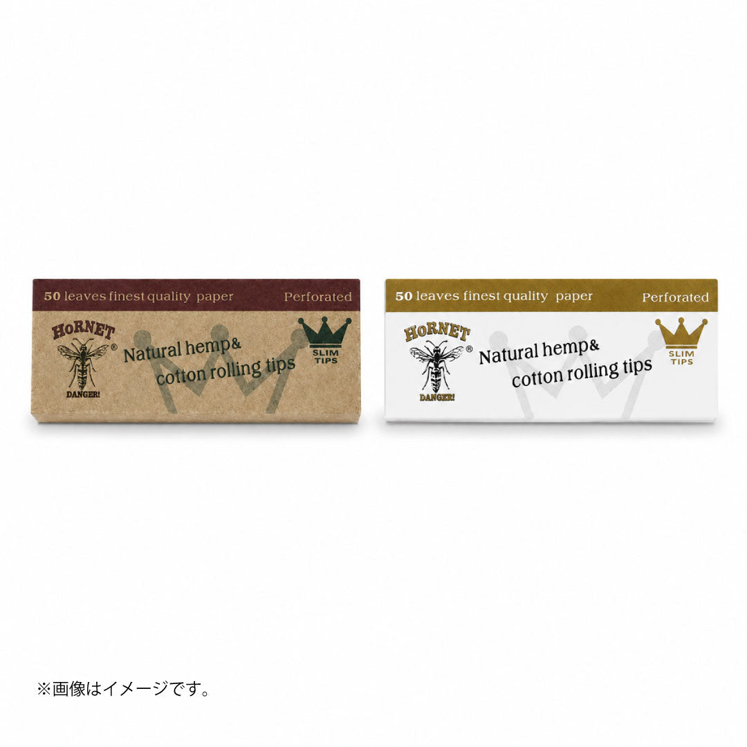 HORNET ローリングチップス スリム 50枚入|ナチュラルヘンプ&コットン ミシン目入りクラッチ(ホワイト/ブラウン)