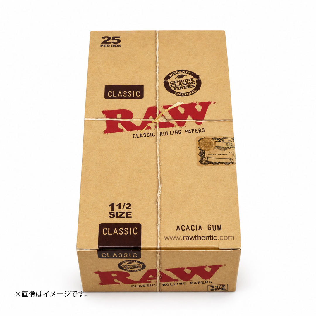 RAW Classic 1 1/2 Size ローリングペーパー|無漂白・天然繊維|単品/25冊入りBOX選択可