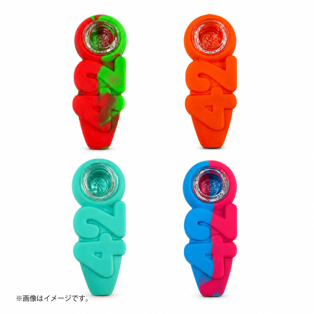 420デザイン ミニシリコンパイプ｜ガラスボウル付き ハンディサイズ 全4色（GYD210）