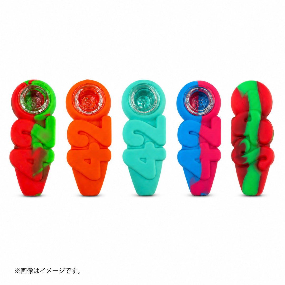 420デザイン ミニシリコンパイプ｜ガラスボウル付き ハンディサイズ 全4色（GYD210）