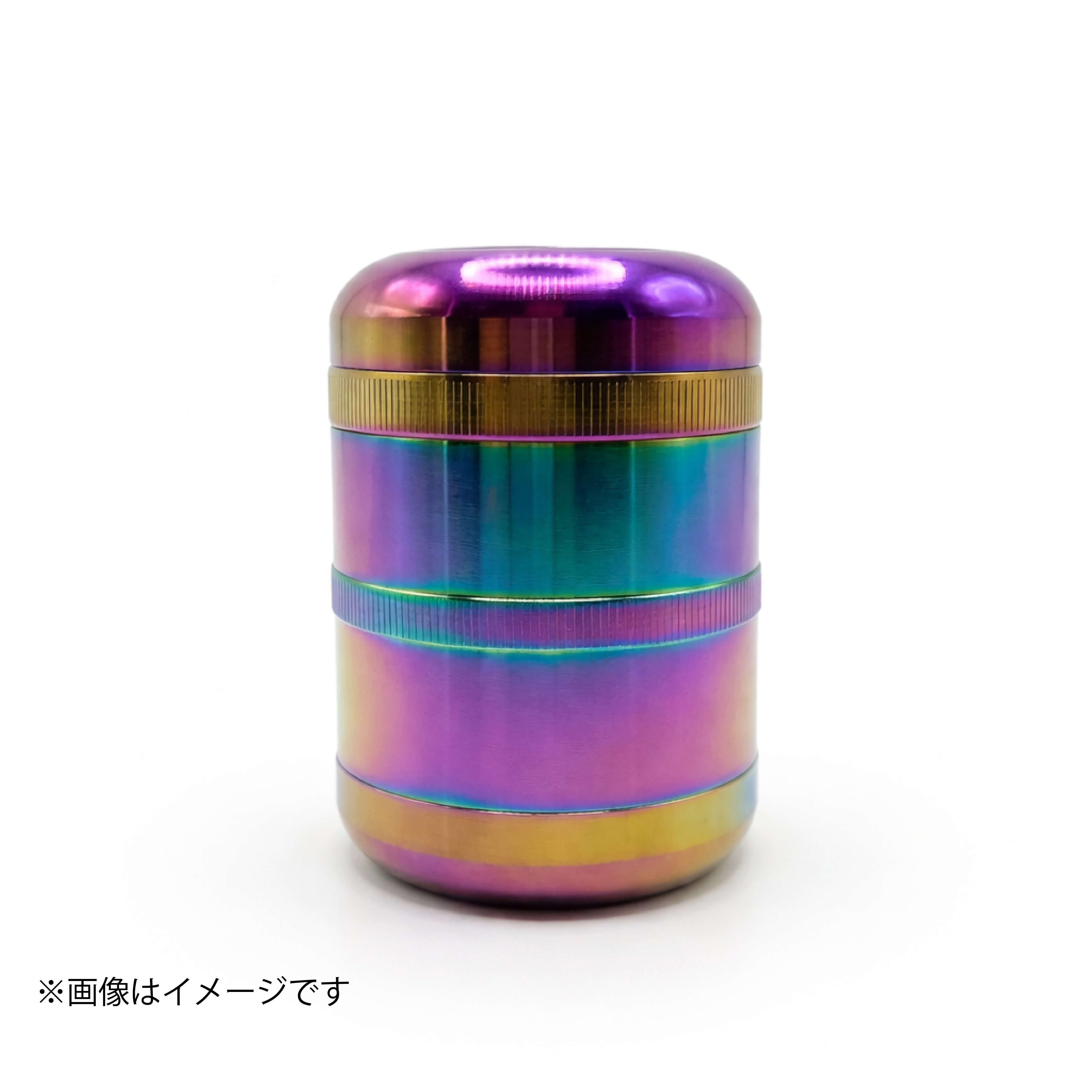 ラウンドフォルム 4層メタルグラインダー【レインボー】亜鉛合金製 樽型