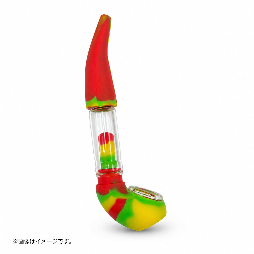 シャーロック型シリコンパイプ｜ガラスチャンバー付き 分解式 全4色（GYD192）