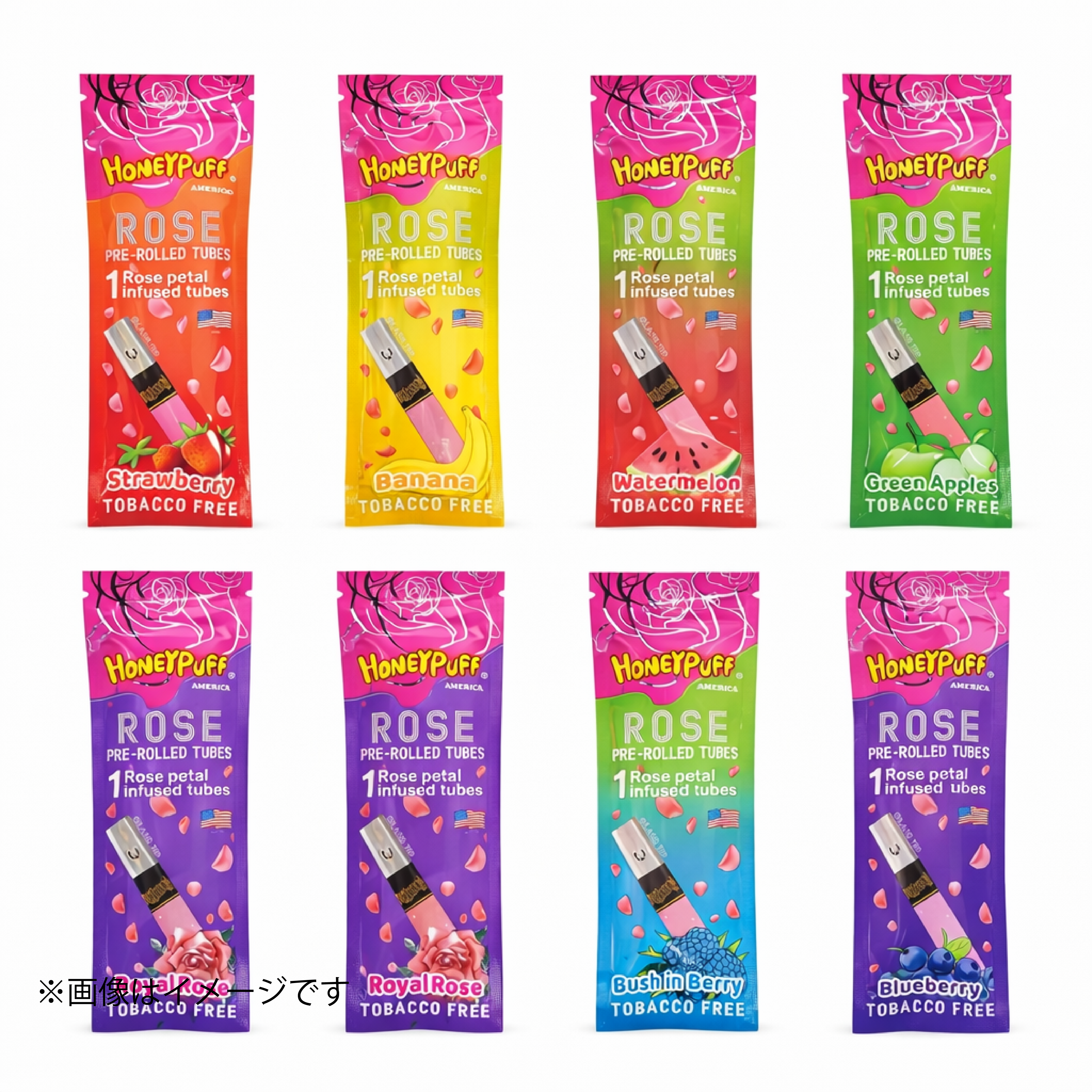 HoneyPuff Rose Pre-Rolled Tubes | ガラスチップ付き ローズ プレロール