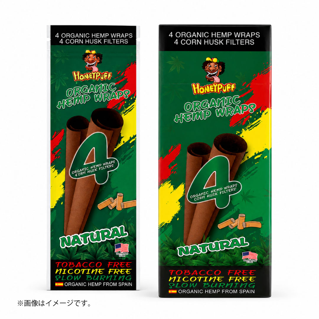 HoneyPuff オーガニックヘンプラップ ナチュラル｜タバコ・ニコチンフリーのブランツ（4枚＋フィルター4個入り）