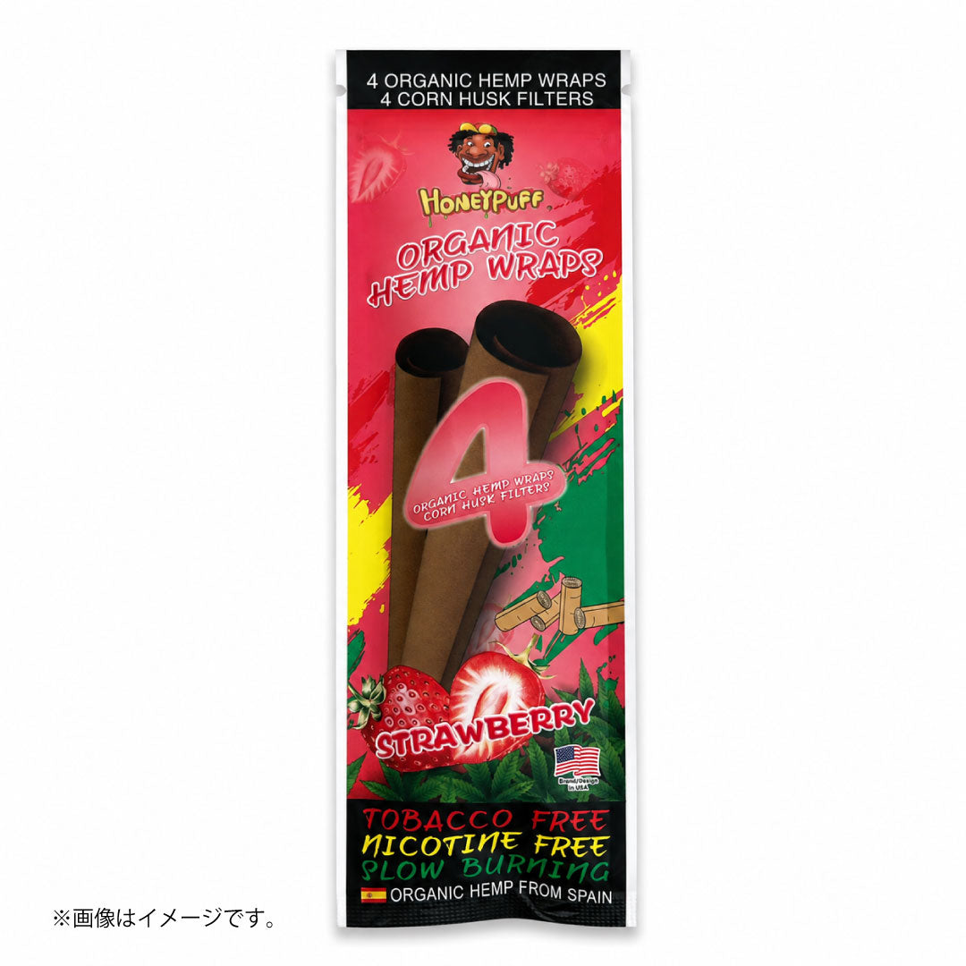 HoneyPuff オーガニックヘンプラップ ストロベリー｜タバコ・ニコチンフリーのブランツ（4枚＋フィルター4個入り）