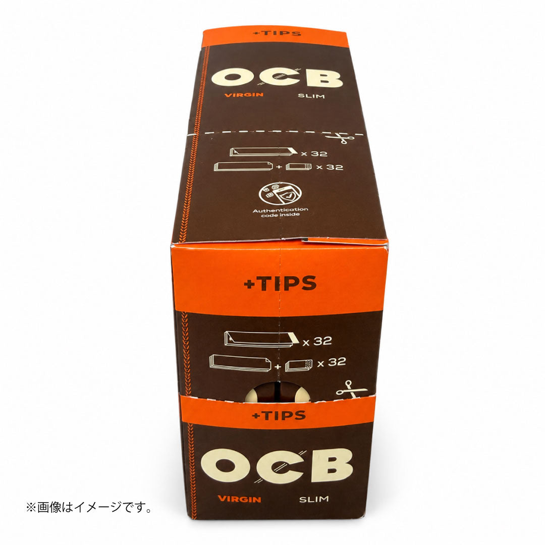 OCB Virgin Slim +Tips｜無添加ペーパー×チップセット 32枚+32個入り｜単品/32パック入りBOX選択可