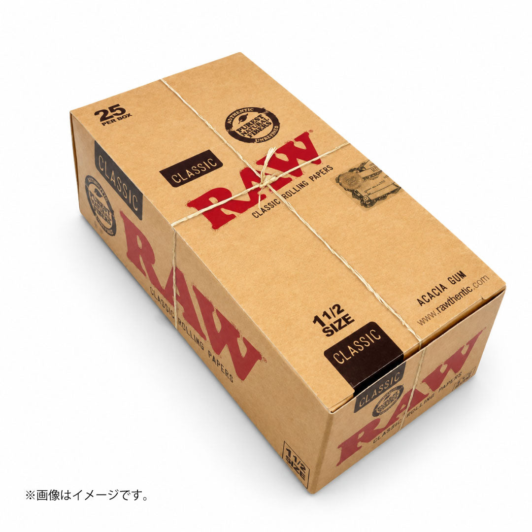 RAW Classic 1 1/2 Size ローリングペーパー｜無漂白・天然繊維｜単品/25冊入りBOX選択可