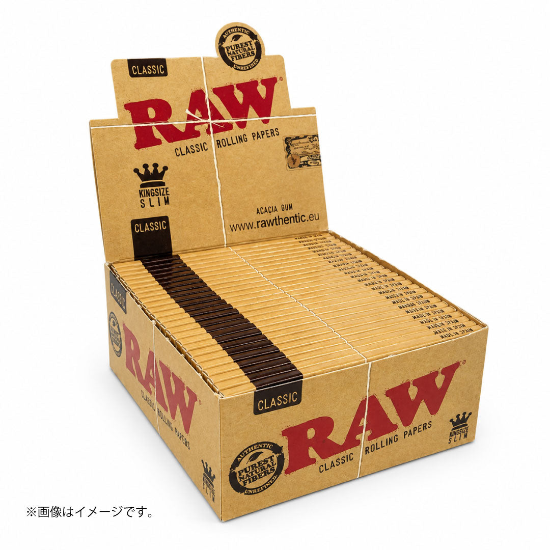 RAW クラシック キングサイズスリム｜無漂白ヘンプ ロールペーパー スペイン製（ロウ)